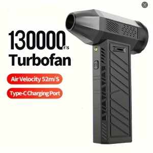 ANKNQ Turbofan Air Duster, 130,000 RPM High-Speed Personal Fan, Dual-Power USB & Rechargeable Battery, Adjustable Speeds for Car, Motorcycle Drying & Electronics Cleaning, Cordless with Type-C Charging, 4000mAh Lithium Battery, Portable for Home Office Use